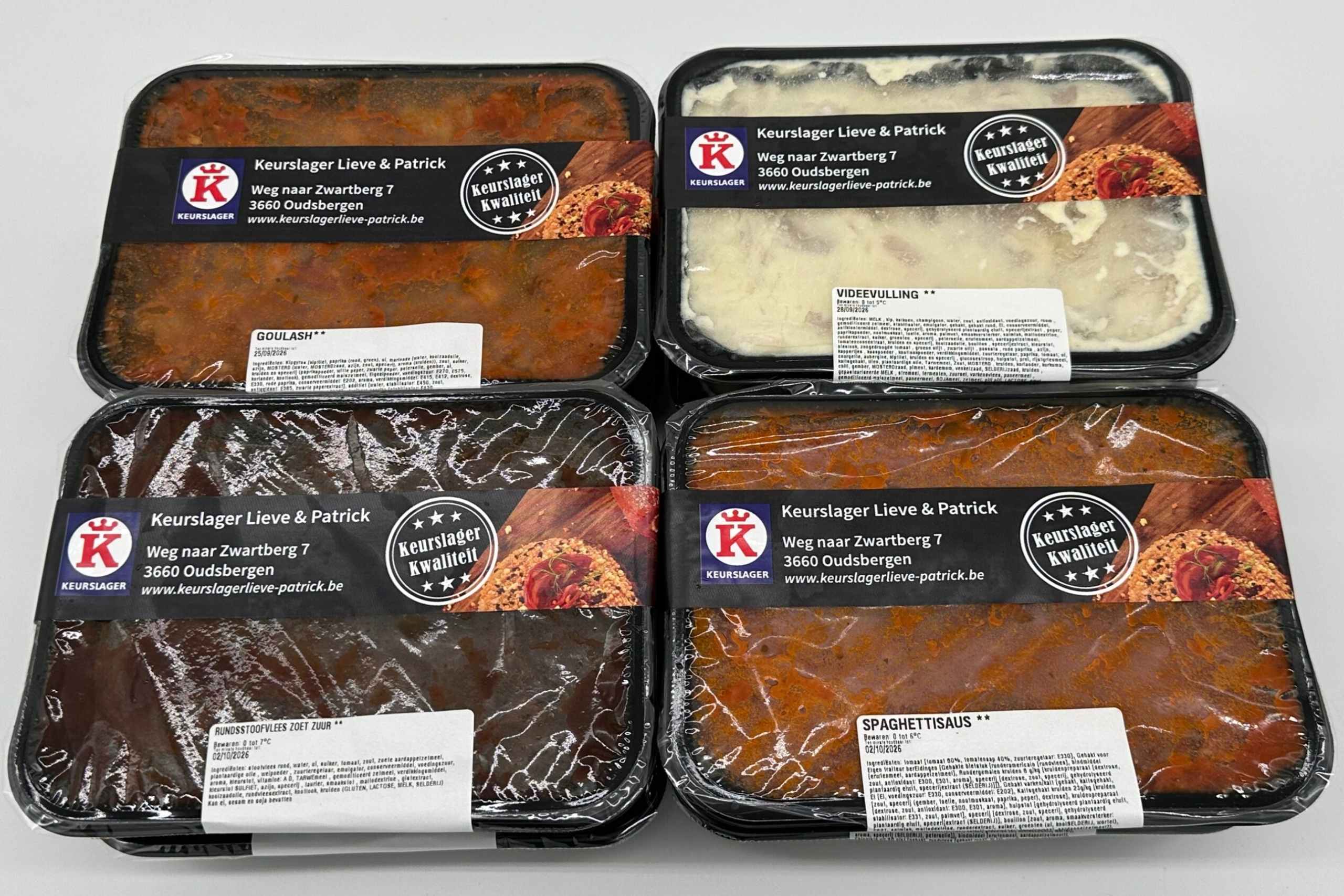 klassieke keurslager gerechten in sealbakjes